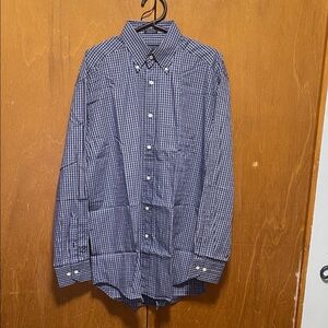 Hathaway Platinum Mens Medium Blue Plaid Dress Shirt